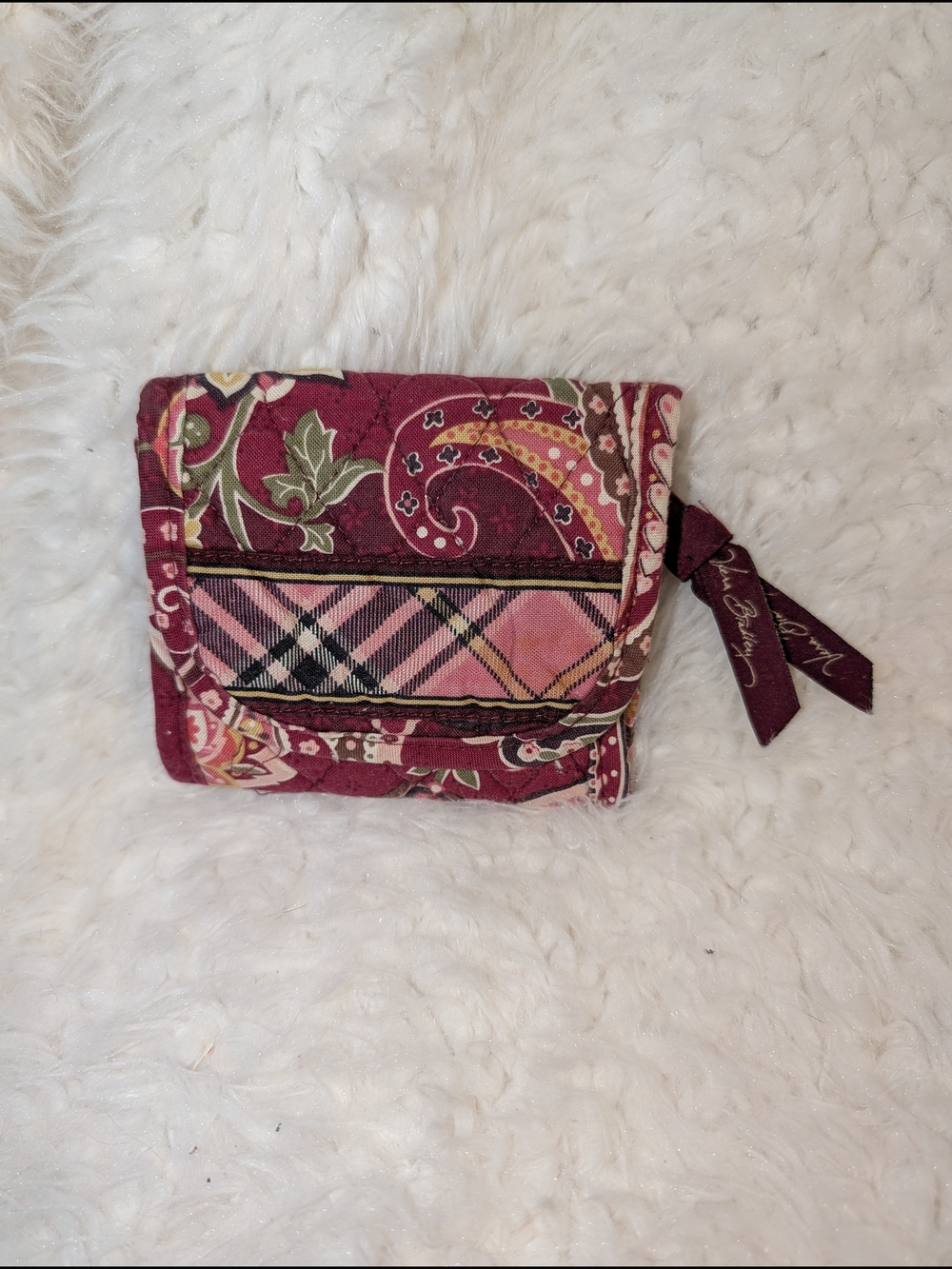 Vera Bradley Maroon Paisley Quilted Wallet